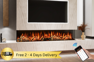 Evolution Fires Advance 2000 Panoramic HD 3-Sided Electric Fireplace App Control and Alexa