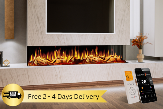 Evolution Fires Advance Series 2000 Panoramic Electric Fireplace-Media Wall Fires-Real Logs-
