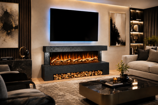 Evolution Fires Angelo Electric Fireplace Suite  (Black Stone effect)