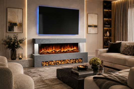 Evolution Fires Angelo Electric Fireplace Suite - Grey Stone Effect