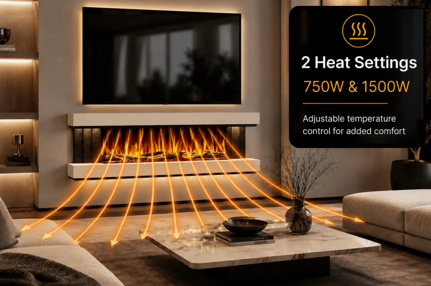 Evolution Fires - Empire - Wall-Mounted Electric Fireplace (Oak & Walnut)