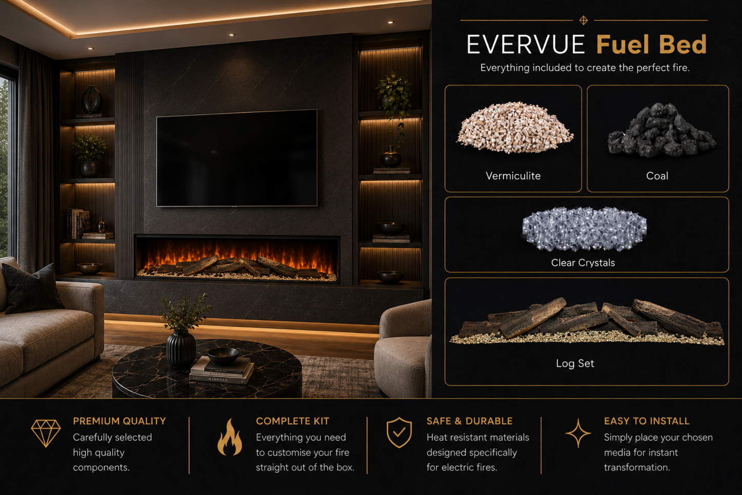 Evolution Fires Evervue 60 LCD Real Flame Electric Fireplace (APP Control)