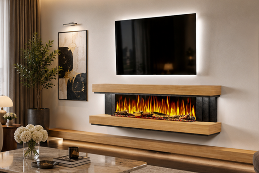 Evolution Fires - Empire - Wall-Mounted Electric Fireplace (Oak & Black Tex)