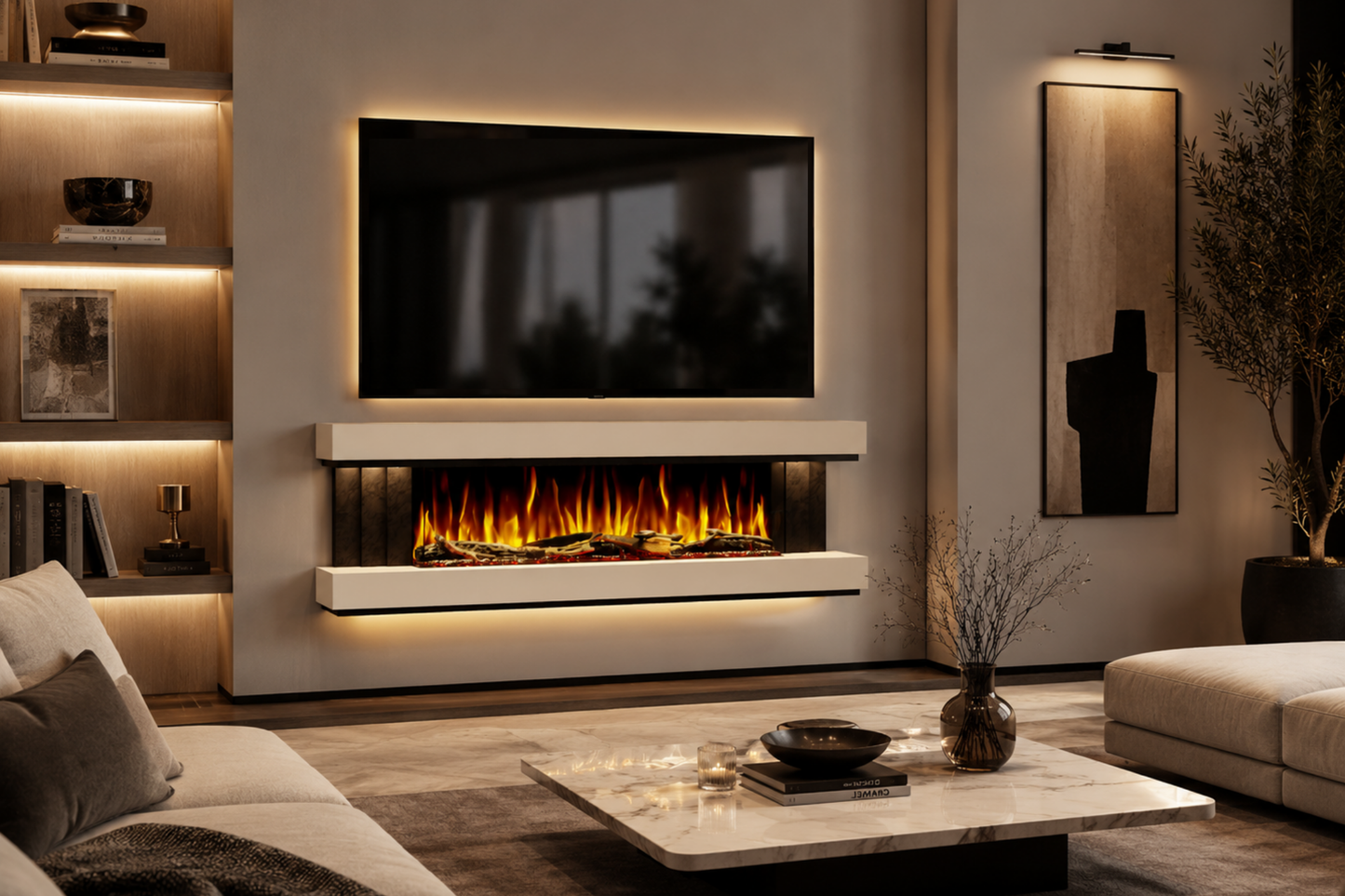 Evolution Fires - Empire - Wall-Mounted Electric Fireplace (White & Black Tex)