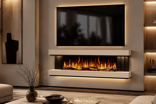 Evolution Fires - Empire - Wall-Mounted Electric Fireplace (White & Black Tex)