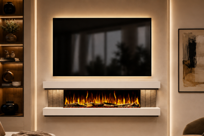 Evolution Fires - Empire - Wall-Mounted Electric Fireplace (White & Grey Tex)