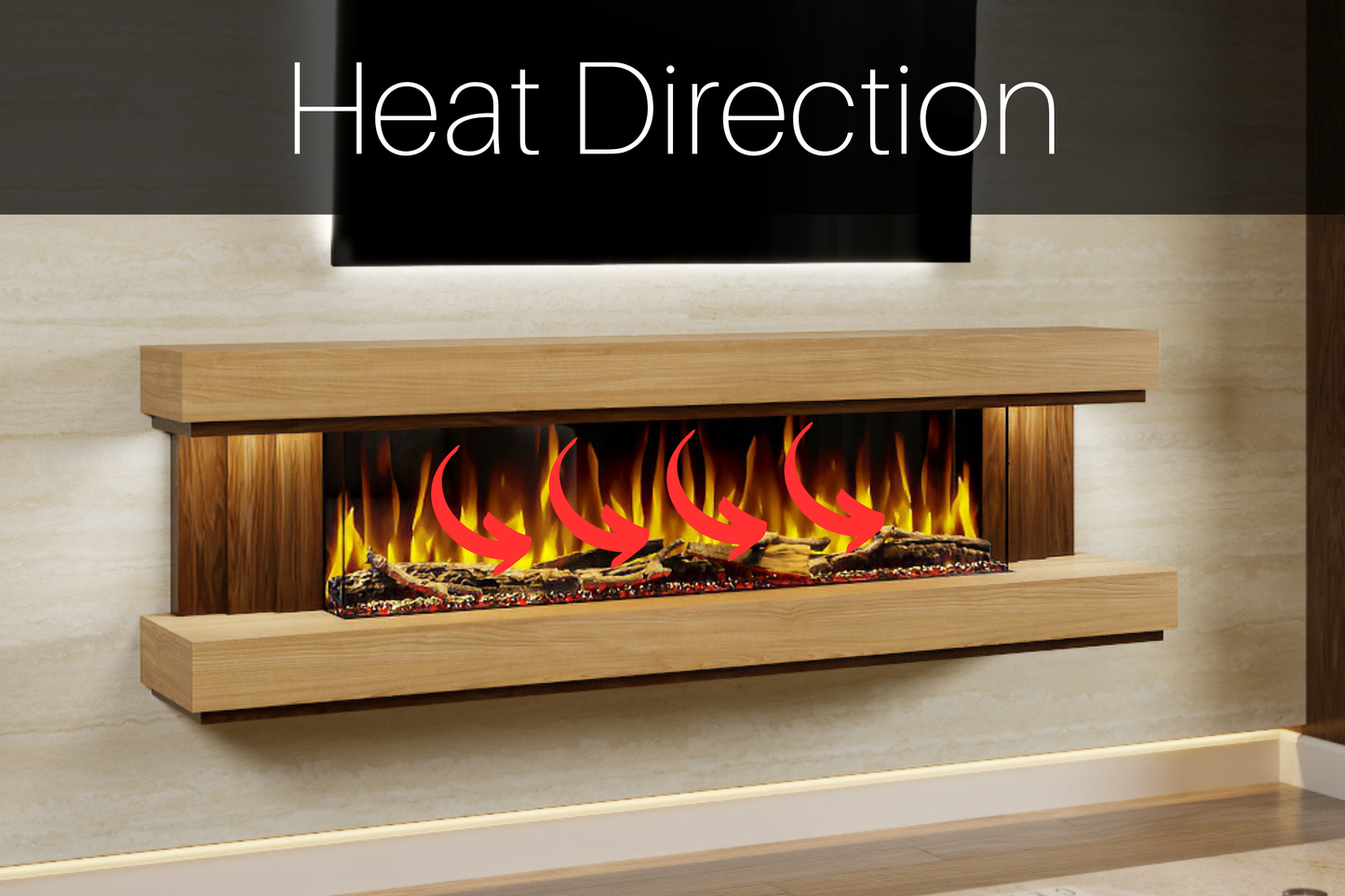 Evolution Fires - Empire - Wall-Mounted Electric Fireplace (Oak & Walnut)
