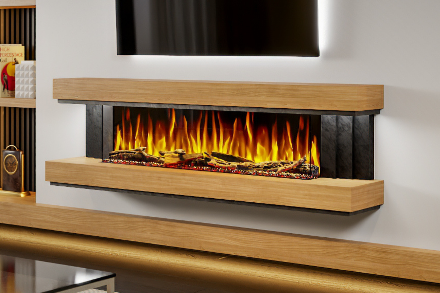 Evolution Fires - Empire - Wall-Mounted Electric Fireplace (Oak & Black Tex)