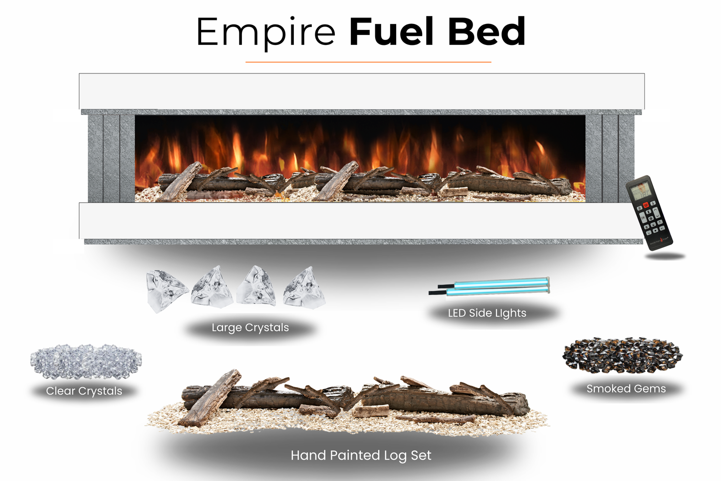 Evolution Fires - Empire - Wall-Mounted Electric Fireplace (White & Grey Tex)