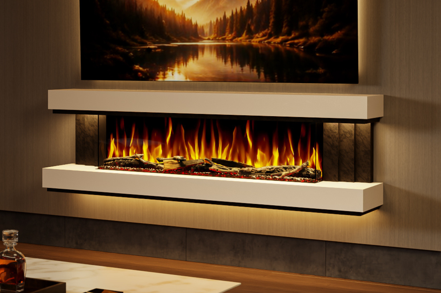 Evolution Fires - Empire - Wall-Mounted Electric Fireplace (White & Black Tex)
