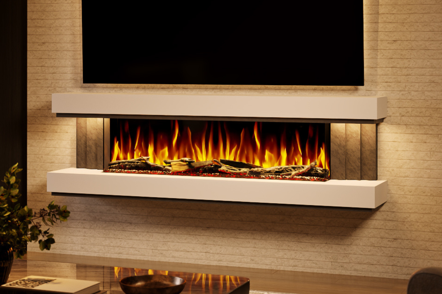 Evolution Fires - Empire - Wall-Mounted Electric Fireplace (White & Grey Tex)
