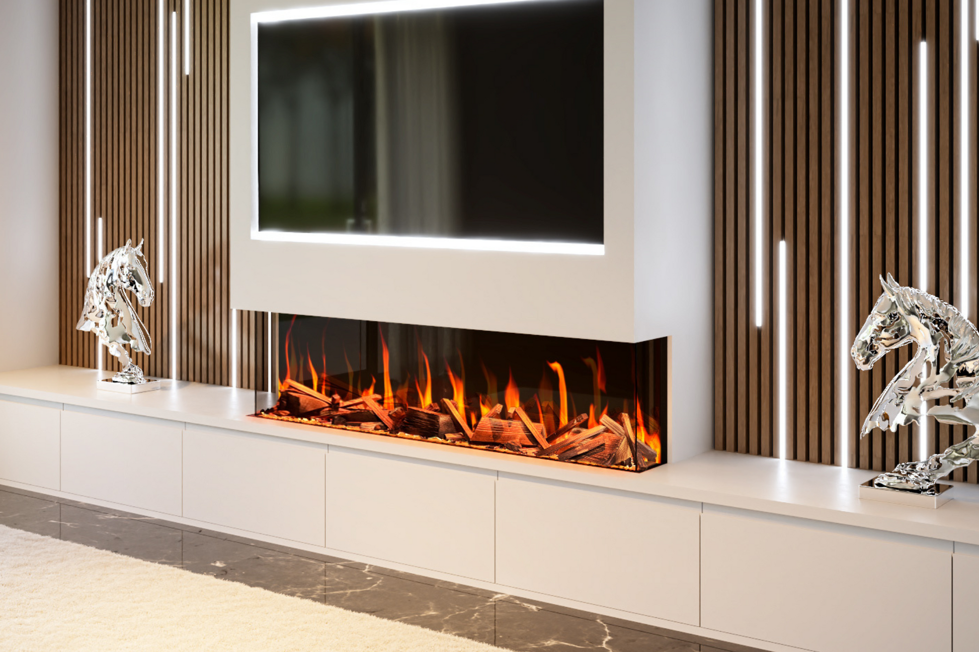 Evolution Fires Evervue 60 LCD Real Flame Electric Fireplace (APP Control)-Media Wall Fires-