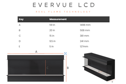 Evolution Fires Evervue 60 LCD Real Flame Electric Fireplace (APP Control)-Media Wall Fires-