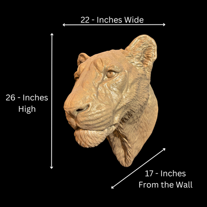 Large Lioness Wall Art - Wall Mounted - Golden Lioness Head
