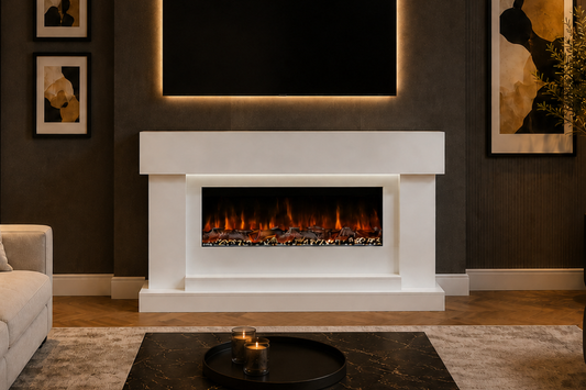Evolution Fires - Neon Electric Fireplace Suite (White)