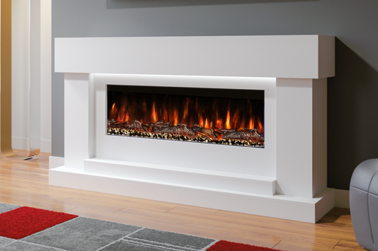 Evolution Fires - Neon Electric Fireplace Suite (White)