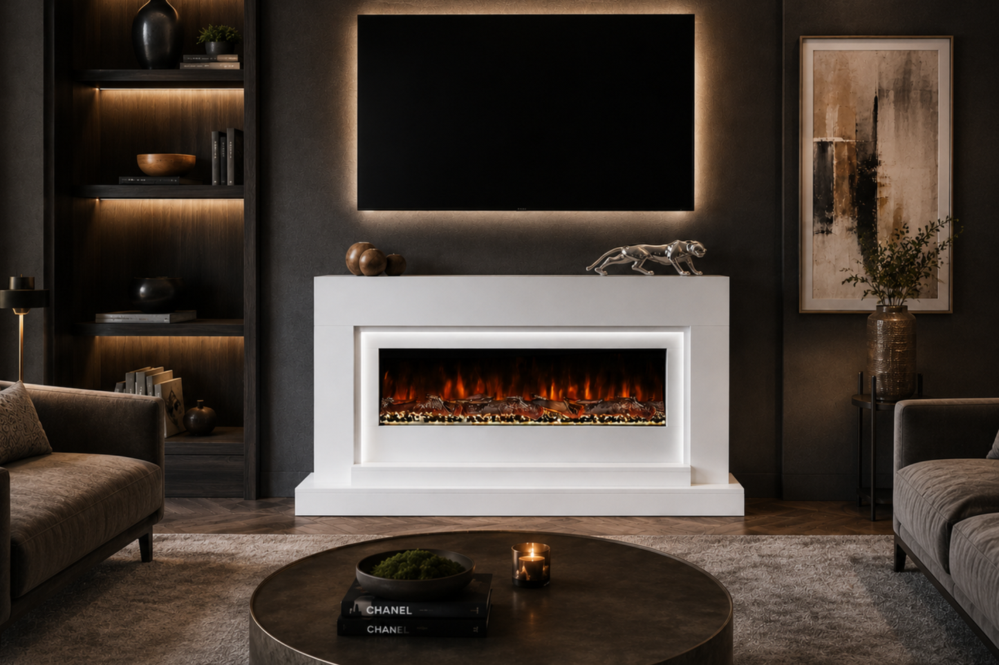 Evolution Fires - Nivarna Electric Fireplace Suite  (White)
