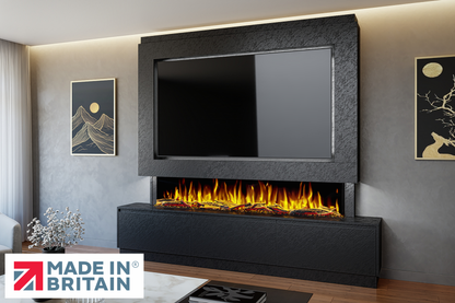 Evolution Fires - Pre-Built Media Wall Package 23 including Electric Fire-Media Walls-Black Textured-