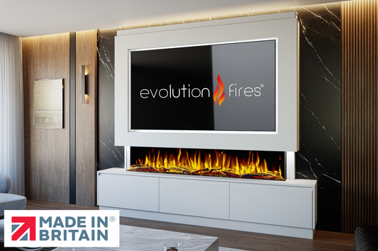 Evolution Fires - Pre-Built Media Wall Package 23 including Electric Fire-Media Walls-White-