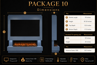Evolution Fires Package 10 – Pre-Built Media Wall with Electric Fireplace