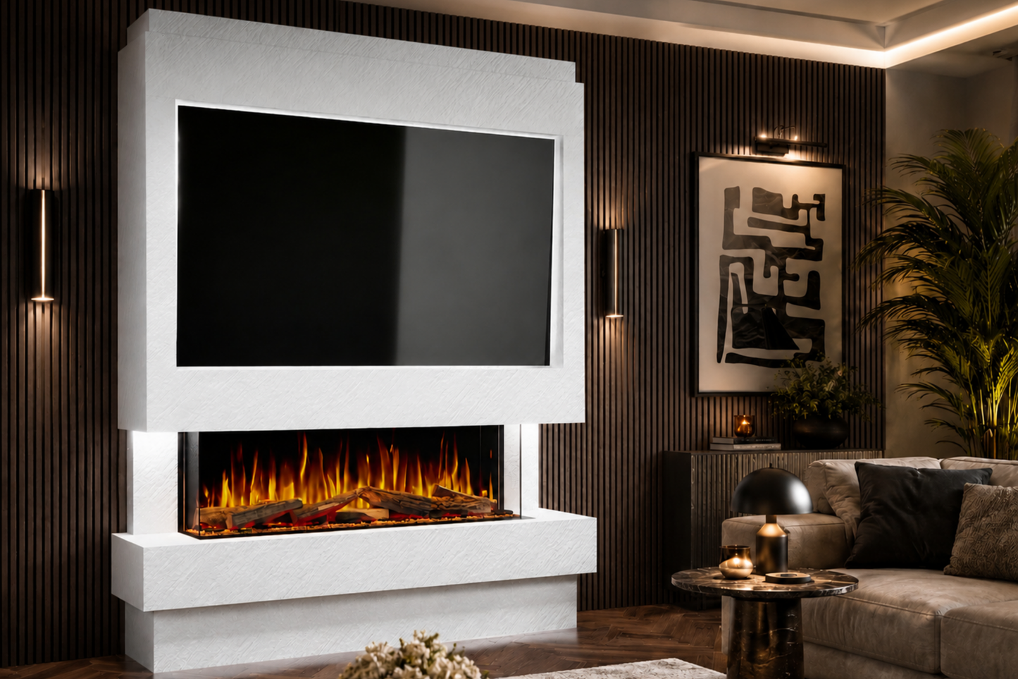 Evolution Fires Package 10 – Pre-Built Media Wall with Electric Fireplace
