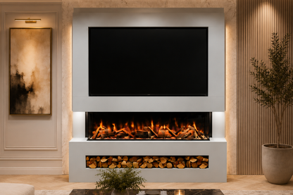 Evolution Fires Package 11 – Pre-Built Media Wall with Electric Fireplace