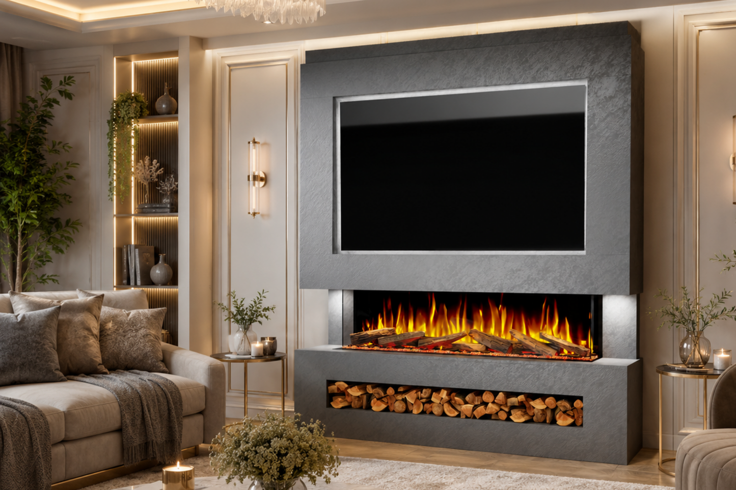 Evolution Fires Package 11 – Pre-Built Media Wall with Electric Fireplace