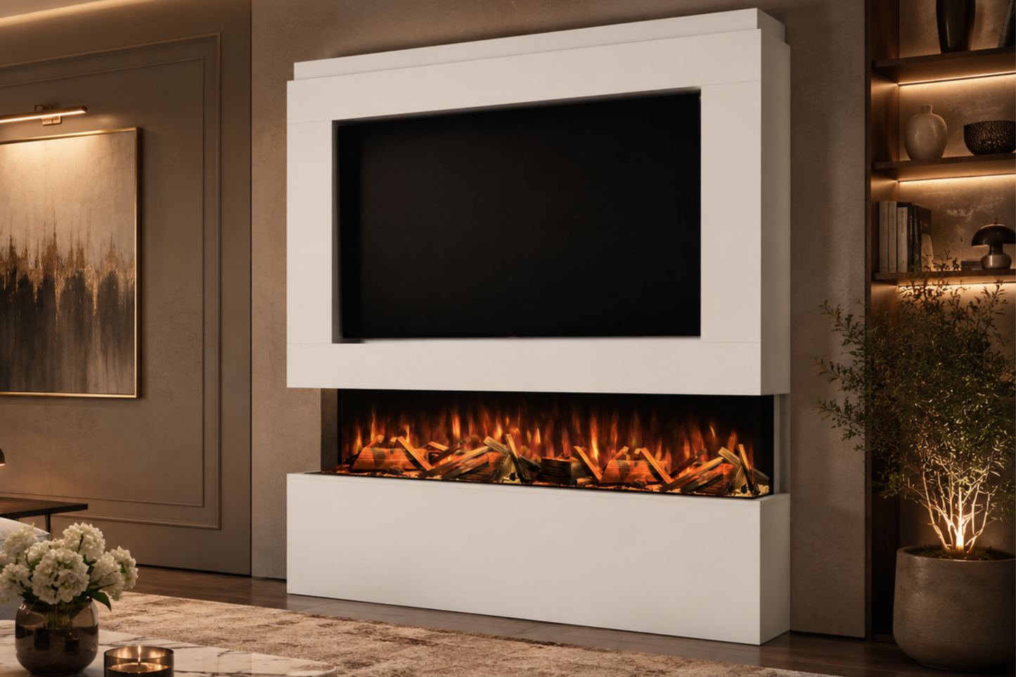 Evolution Fires Package 12 – Pre-Built Media Wall with Electric Fireplace