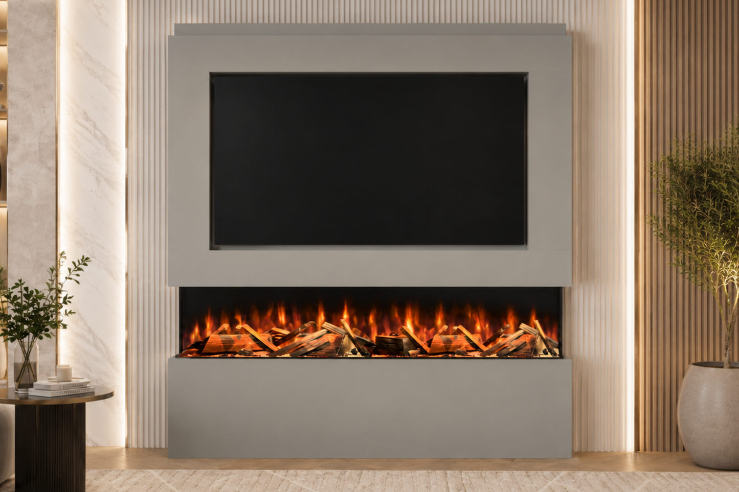 Evolution Fires Package 12 – Pre-Built Media Wall with Electric Fireplace