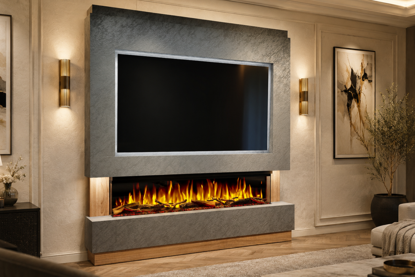 Evolution Fires Package 13 – Pre-Built Media Wall with Electric Fireplace