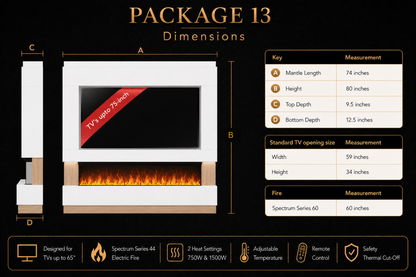 Evolution Fires Package 13 – Pre-Built Media Wall with Electric Fireplace