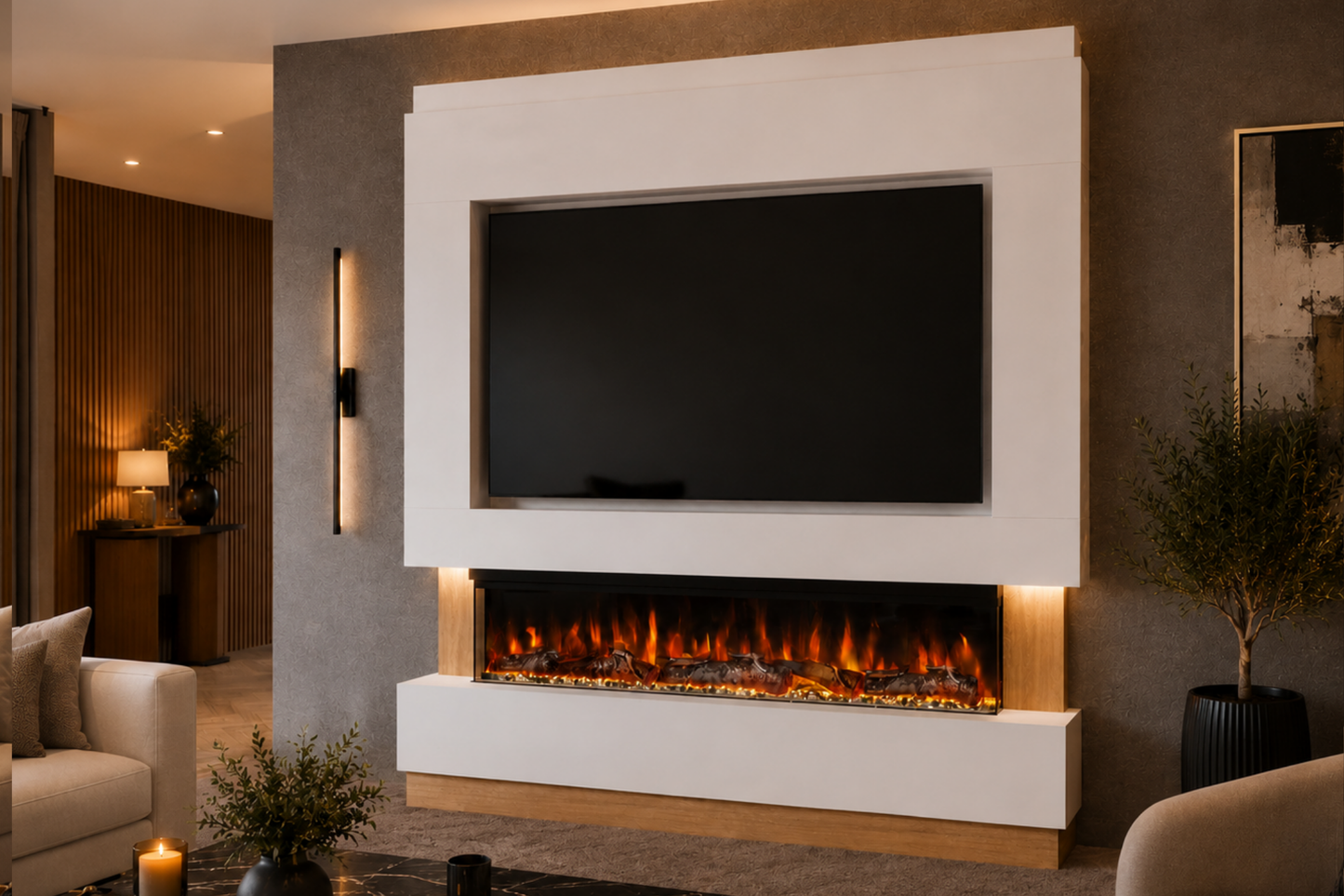 Evolution Fires Package 13 – Pre-Built Media Wall with Electric Fireplace