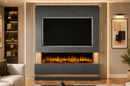 Evolution Fires Package 14 – Pre-Built Media Wall with Electric Fireplace