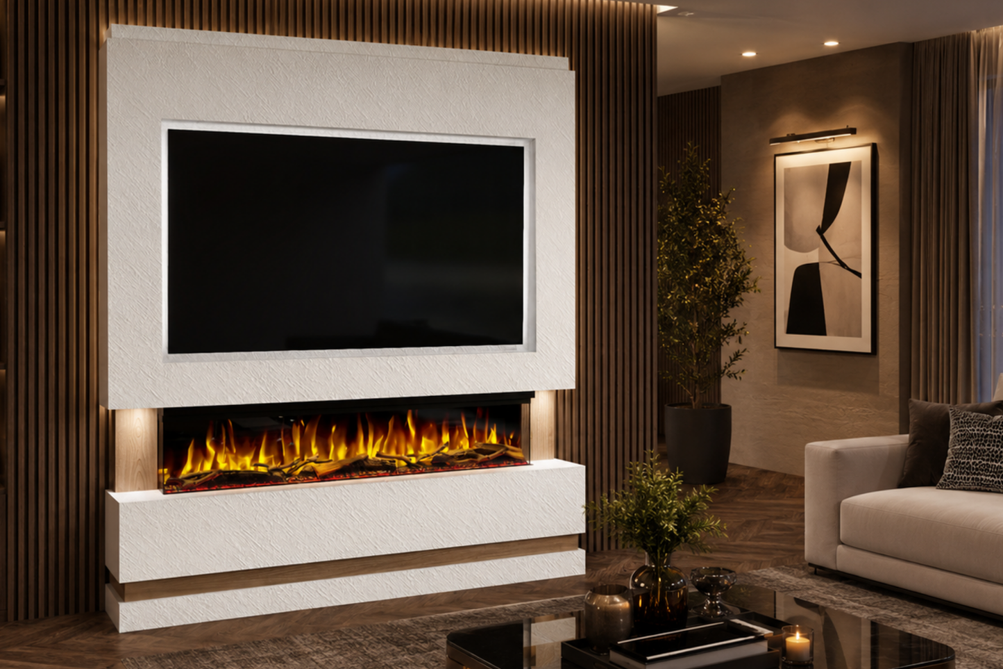 Evolution Fires Package 14 – Pre-Built Media Wall with Electric Fireplace