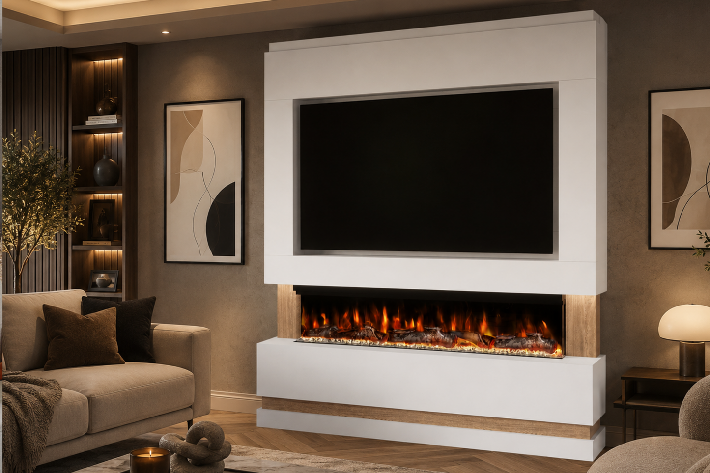 Evolution Fires Package 14 – Pre-Built Media Wall with Electric Fireplace