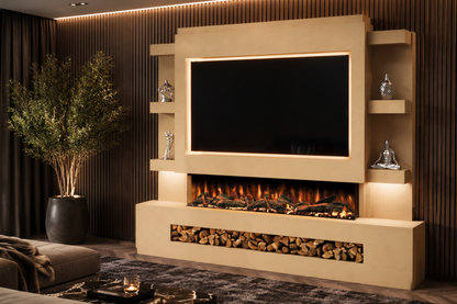 Evolution Fires Package 15 – Pre-Built Media Wall with Electric Fireplace