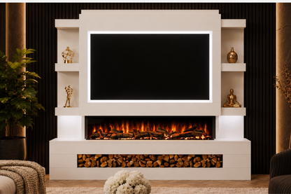 Evolution Fires Package 15 – Pre-Built Media Wall with Electric Fireplace