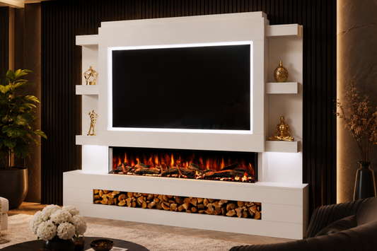 Evolution Fires Package 15 – Pre-Built Media Wall with Electric Fireplace