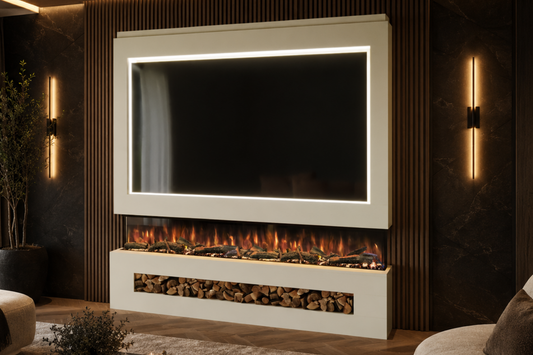 Evolution Fires Package 16 – Pre-Built Media Wall with Electric Fireplace