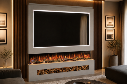 Evolution Fires Package 16 – Pre-Built Media Wall with Electric Fireplace