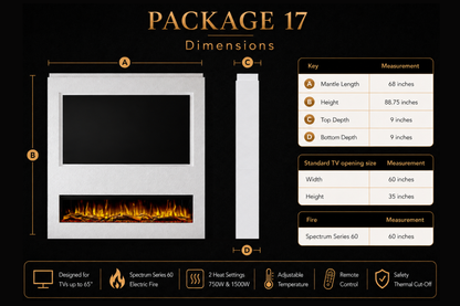 Evolution Fires Package 17 – Pre-Built Media Wall with Electric Fireplace