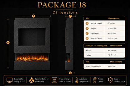 Evolution Fires Package 18 – Pre-Built Media Wall with Electric Fireplace