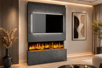 Evolution Fires Package 19 – Pre-Built Media Wall with Electric Fireplace