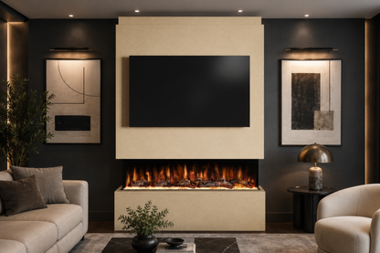Evolution Fires Package 19 – Pre-Built Media Wall with Electric Fireplace