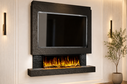 Evolution Fires Package 1 – Pre-Built Media Wall with Electric Fireplace
