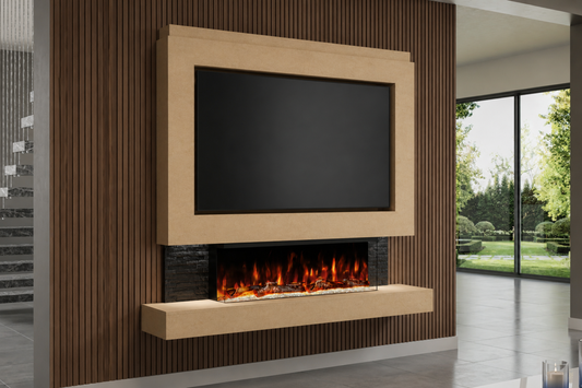 Evolution Fires Package 1 – Pre-Built Media Wall with Electric Fireplace