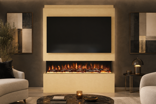 Evolution Fires Package 20 – Pre-Built Media Wall with Electric Fireplace