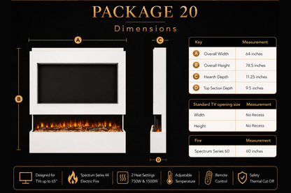 Evolution Fires Package 20 – Pre-Built Media Wall with Electric Fireplace