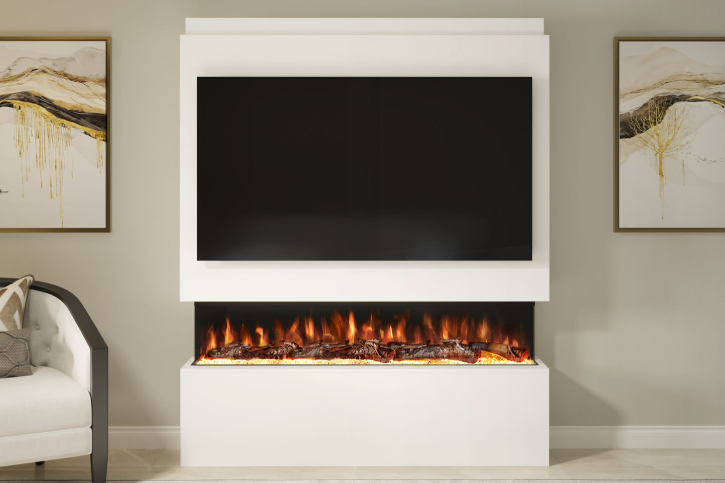 Evolution Fires Package 20 – Pre-Built Media Wall with Electric Fireplace
