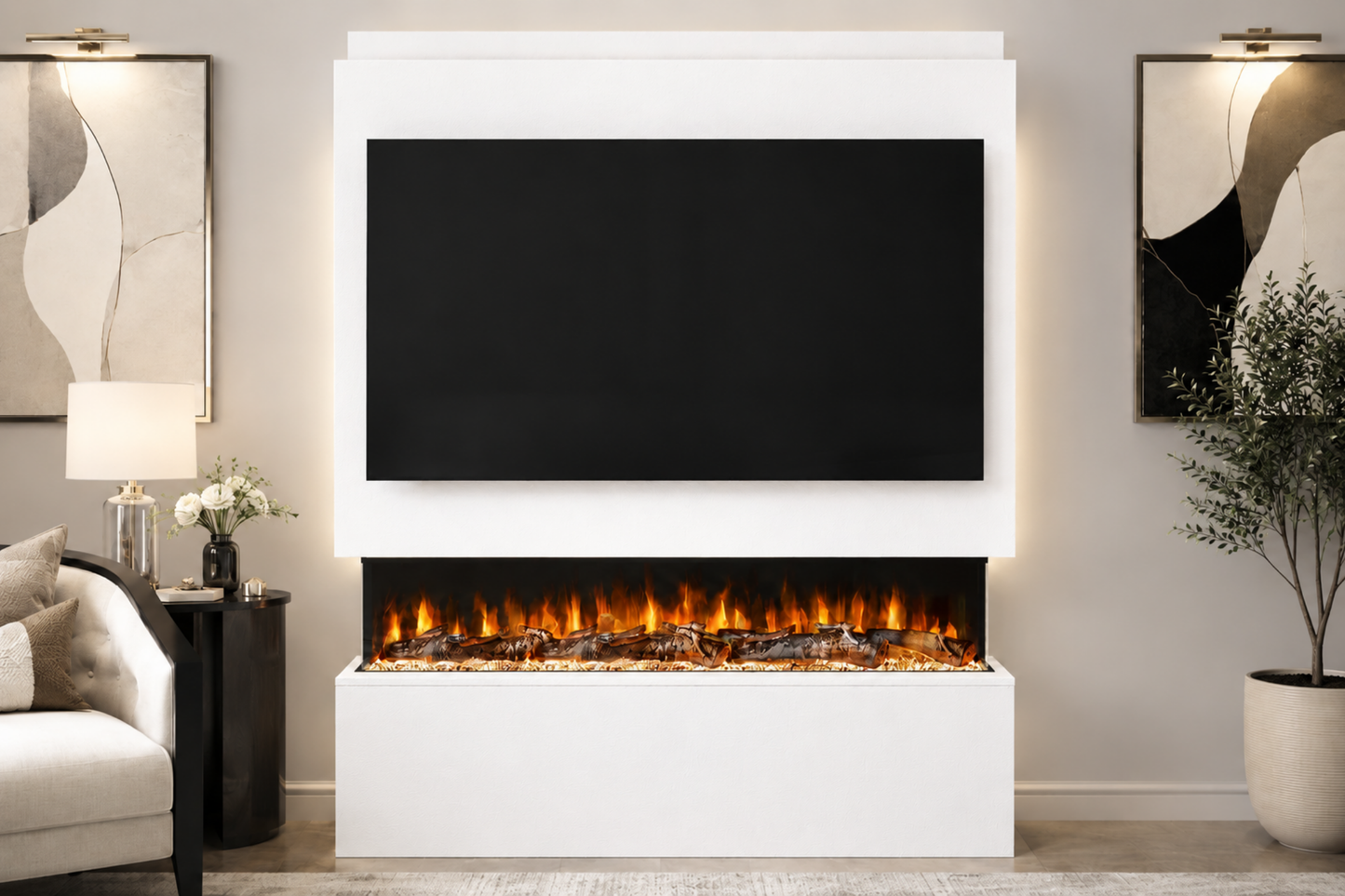 Evolution Fires Package 20 – Pre-Built Media Wall with Electric Fireplace